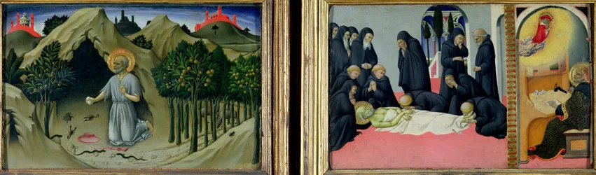 La penitencia de San Jerónimo y la muerte y aparición de San Jerónimo a San Cirilo de Jerusalén, 1444